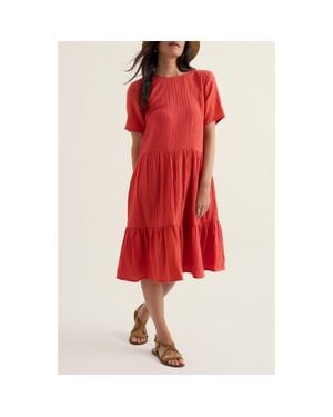 Seasalt Cornwall Pebble Comb Organic Cotton Double Gauze Dress - Red