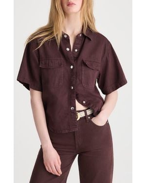 Madewell Airy Denim Utility Pocket Shirt - Red