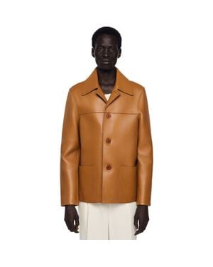 Sandro Buttoned Lambskin Jacket - Brown