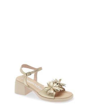Wonders Flower Ankle Strap Slide Sandal - Natural