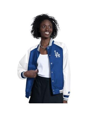 Starter Royal Los Angeles Dodgers Blitz Varsity Raglan Full-Snap Satin Jacket - Blue