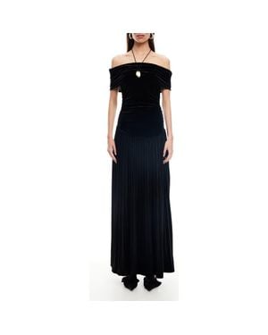 Lioness Field Of Dreams Off The Shoulder Velvet Maxi Dress - Black