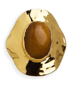 Argento Vivo Tiger's Eye Cabochon Ring - Metallic