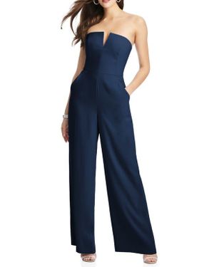 Dessy Collection Strapless Crepe Jumpsuit - Blue