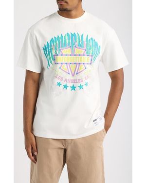 Memory Lane Unforgettable Embellished Shield Oversize Cotton Graphic T-Shirt - White