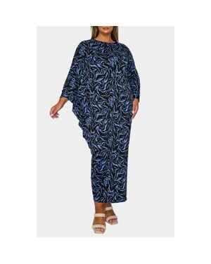 L I V D Jessica Asymmetric Long Sleeve Maxi Dress - Blue