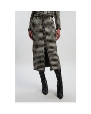 Karen Millen Tweed Belted Pencil Skirt - Gray