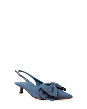 Shu Shop Nora Bow Kitten Heel Slingback Pump - Blue