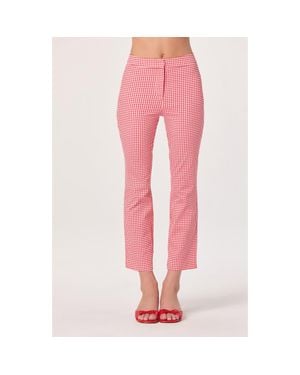 Astr Alma Stretch Cotton Gingham Crop Pants - Pink