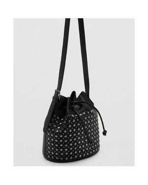 MANGO TEEN Stud Faux Leather Bucket Bag - Black