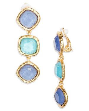 Karine Sultan Bezel Trio Clip-On Earrings - Blue
