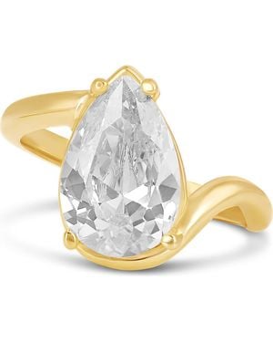 SHYMI Floating Pear Cubic Zirconia Cocktail Ring - Metallic