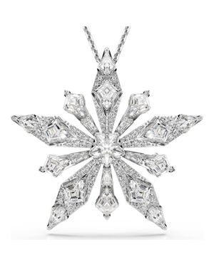 Swarovski Idylla Snowflake Brooch Pendant Necklace - Metallic