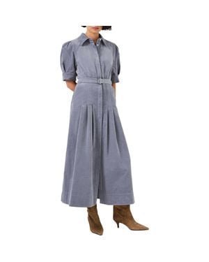 Mint Velvet Corduroy Belted Midi Dress - Blue
