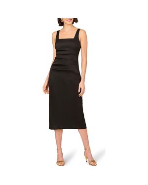 Aidan Mattox Stretch Mikado Midi Sheath Dress - Black