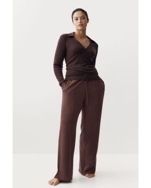 H&M Wide Crease-Front Sweatpants - Brown