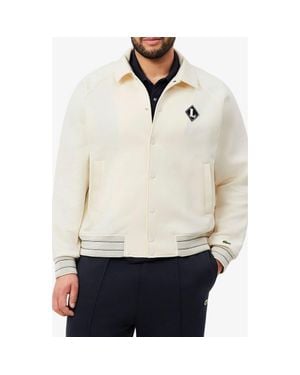 Lacoste Logo Detail Cotton Blend Bomber Jacket - White