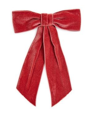Jennifer Behr Wide Velvet Bow Barrette - Red