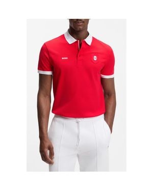 BOSS Lux Paddy Cotton Polo - Red