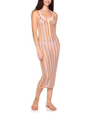 Susana Monaco Stripe Open Stitch Sweater Midi Dress - Multicolor