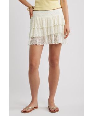 BP. Lace Tiered Mini Skort - White