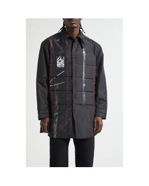 Yohji Yamamoto Tobacco Print Double Layer Padded Jacket - Black