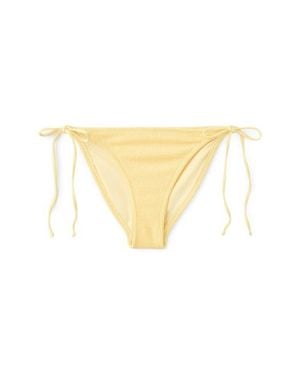 Mango Textured Side Tie Bikini Bottoms - Yellow
