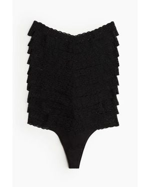 H&M 10-Pack Lace Thong Briefs - Black