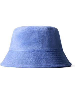 Mango Cotton Blend Terry Cloth Bucket Hat - Blue