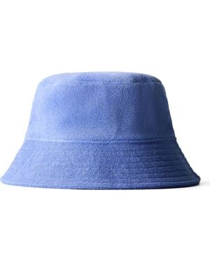 Mango Cotton Blend Terry Cloth Bucket Hat - Blue
