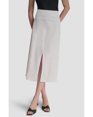 DKNY Arid A-Line Knit Midi Skirt - White