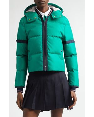 Thom Browne Removable Hood Down Coat - Green