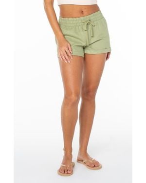 Roxy Laguna Linen Blend Drawstring Shorts - Green