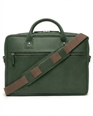 Korchmar Dylan Slim Leather Briefcase - Green