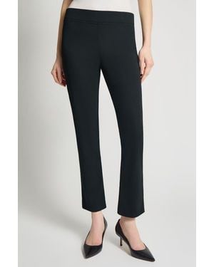 Ming Wang Stretch Deco Crepe Straight-Leg Pants - Blue
