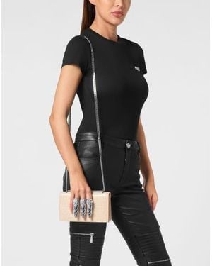 Philipp Plein Croco Printed Leather Mini Bag - Black