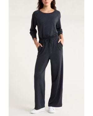 Zella Restore Soft Cozy Long Sleeve Jumpsuit - Black
