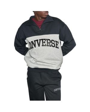 Converse Chuck Color Block Half Zip Sweatshirt - Black