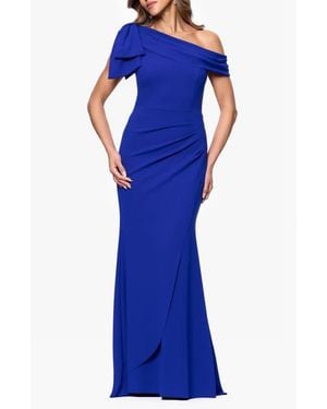 Xscape Evenings Bow Detail One-Shoulder Mermaid Gown - Blue