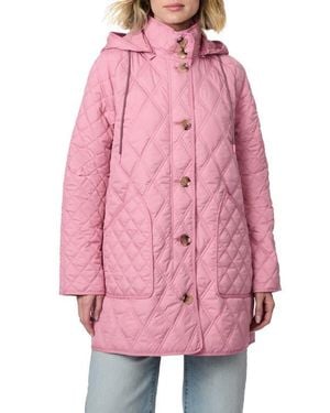 Bernardo Diamond Quilted Hooded Liner Jacket - Pink