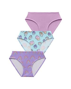 Meundies Kids' Feelfree Assorted 3-Pack Bikini Briefs - Purple