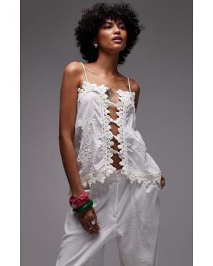 TOPSHOP Embroidered Lace Camisole - Gray