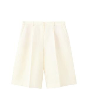 Mango Straight Linen Blend Bermuda Shorts - White