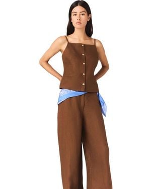 Maje Linen Blend Top - Brown