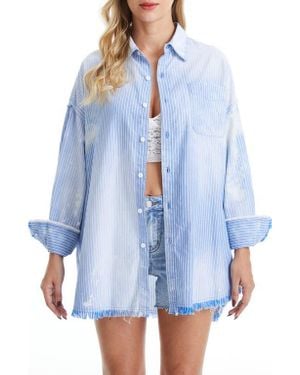 Bayeas Fringe Cotton Shirt - Blue