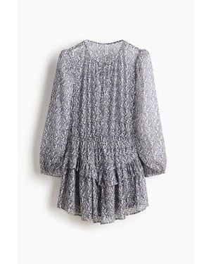 H&M Flounce-Trimmed Dress - Gray
