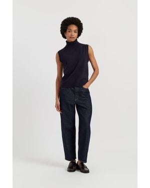Chinti & Parker Wool-Cashmere High-Neck Tank - Blue