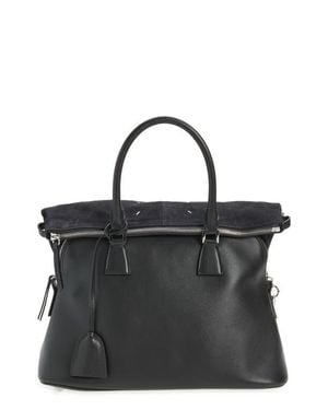 Maison Margiela Medium 5Ac Soft Leather & Canvas Top Handle Bag - Black