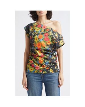A.L.C. Nara Floral Off The Shoulder Cotton Top - Black