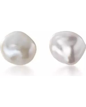 Spero London Baroque Pearl Irregular Stud Earring Sterling - White